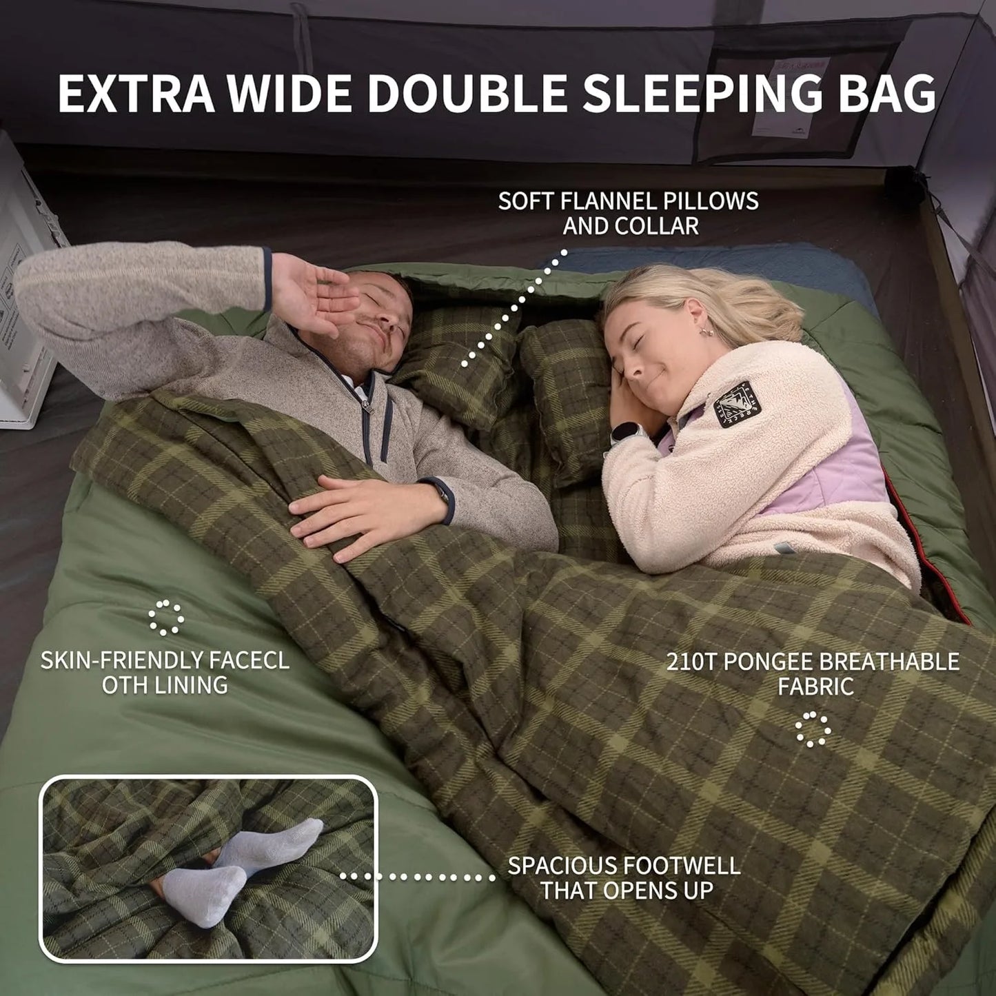 Naturehike Two Person Flannel Sleeping Bag With Pillows