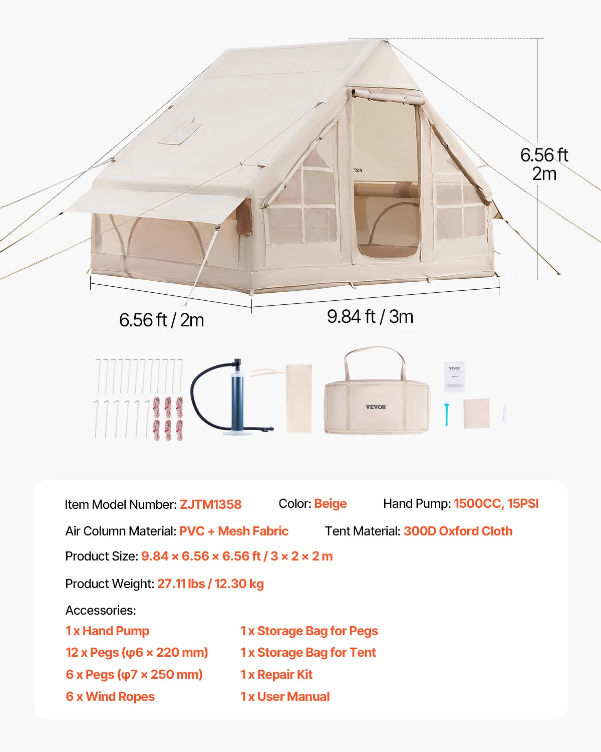 SucceBuy Inflatable Camping Tent With Easy Setup And Hand Pump