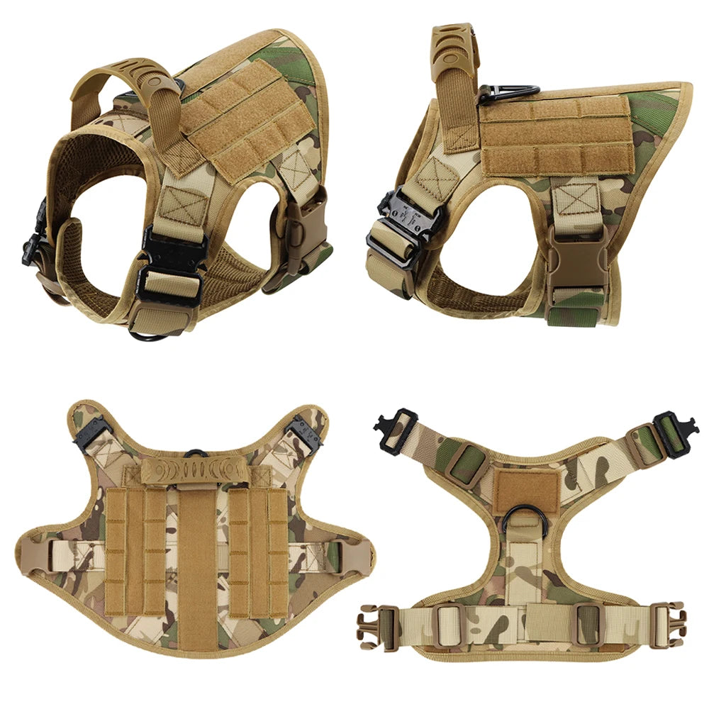 PETRAVELCN Military Large Dog Harness Vest With Leash And Accessories