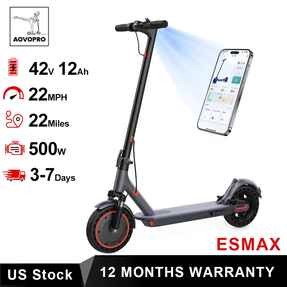 AOVOPRO TMAX Electric Scooter 500W 22MPH Adult App