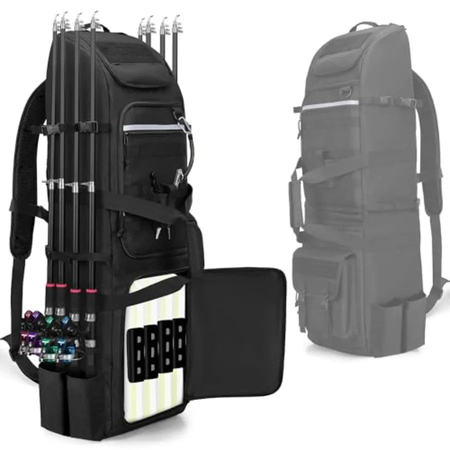 Fishing Backpack With Tactical Molle System For 8 Rods