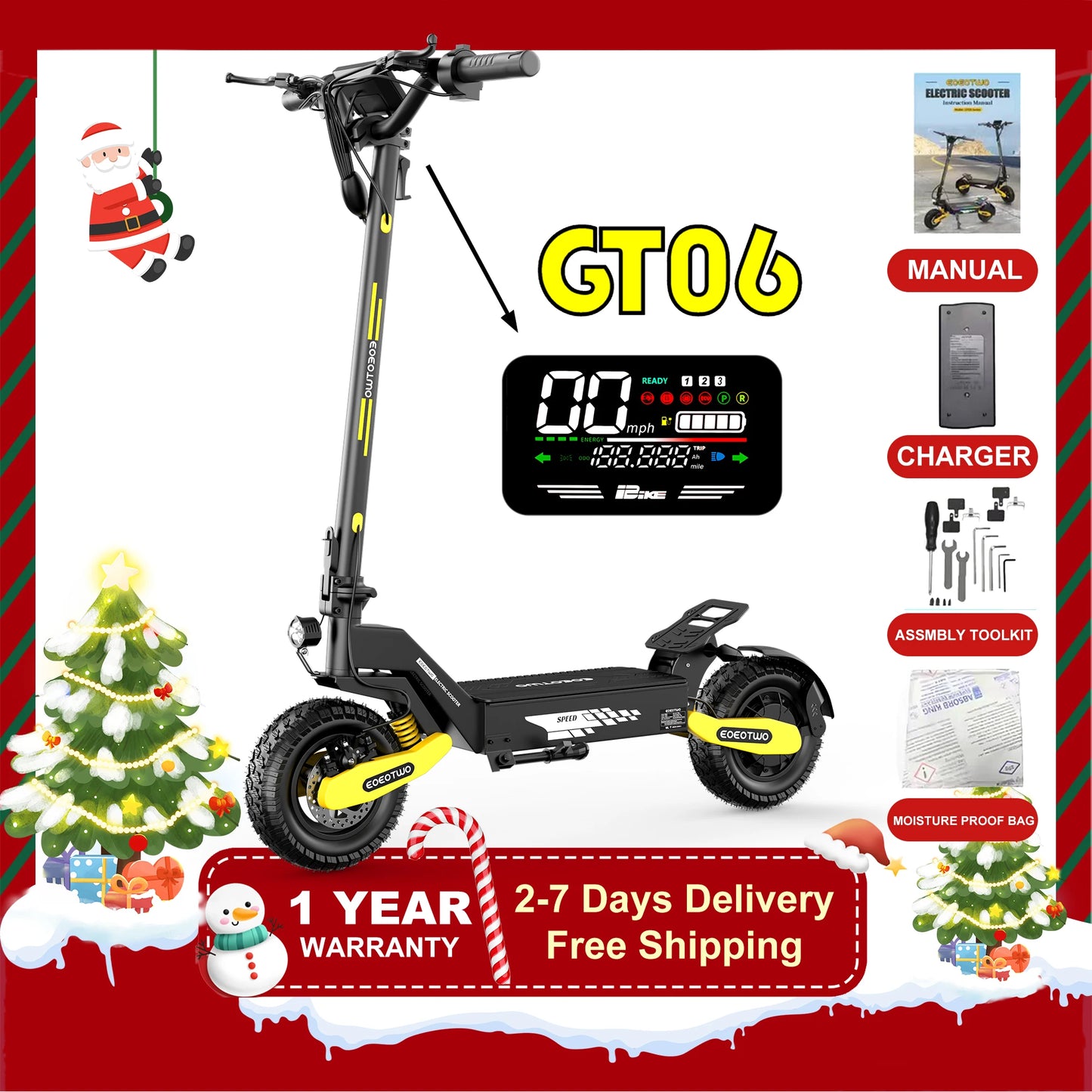 EOEOTWO GT06 Electric Scooter 1200W Off Road Dual Suspension