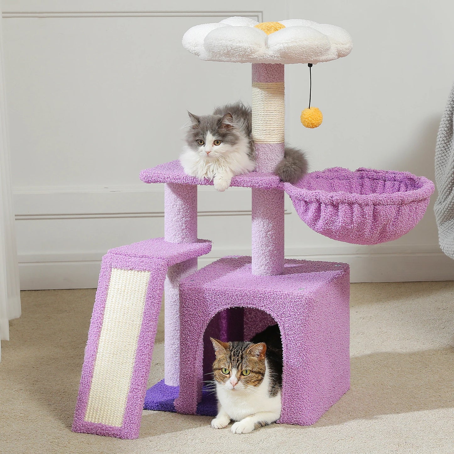 PEQULTICN Three Tier Cat Tree Tower With Sisal Scratching Post