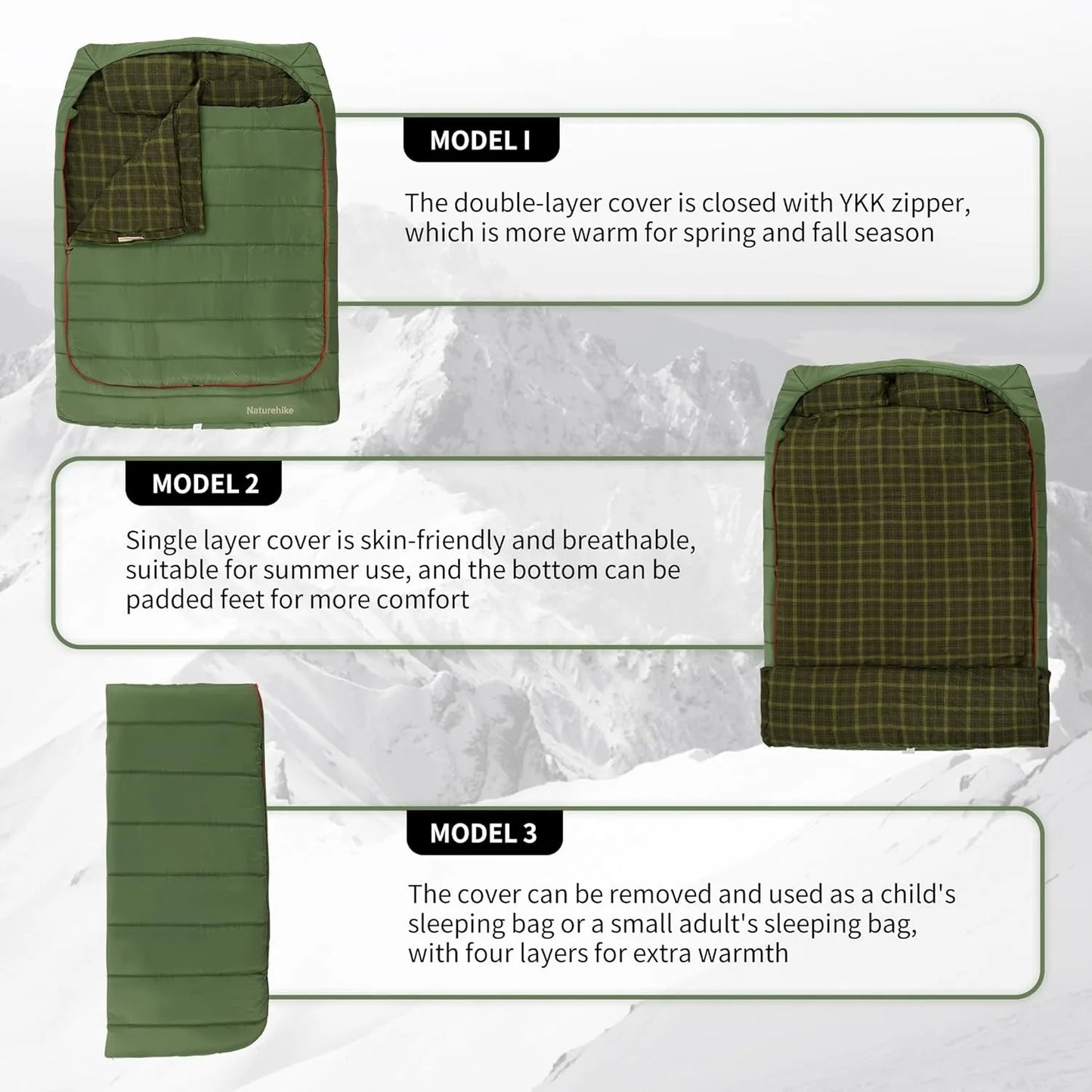 Naturehike Two Person Flannel Sleeping Bag With Pillows
