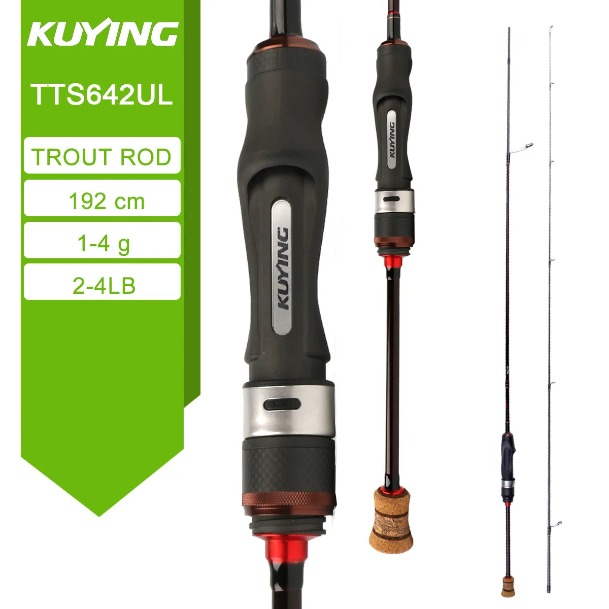 KUYING Lure Rod 6-10lb Fast Action Carbon Spinning Rod