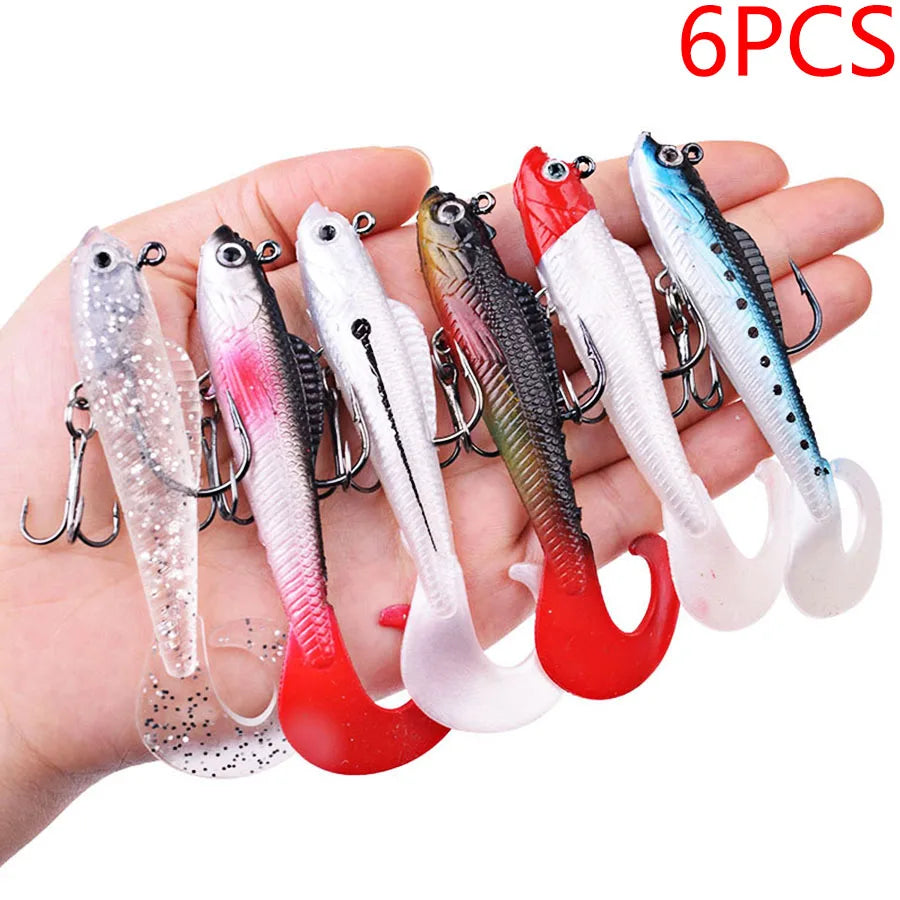 6-Piece Soft Silicone Wobblers Lure Set For Sea Bass Pike