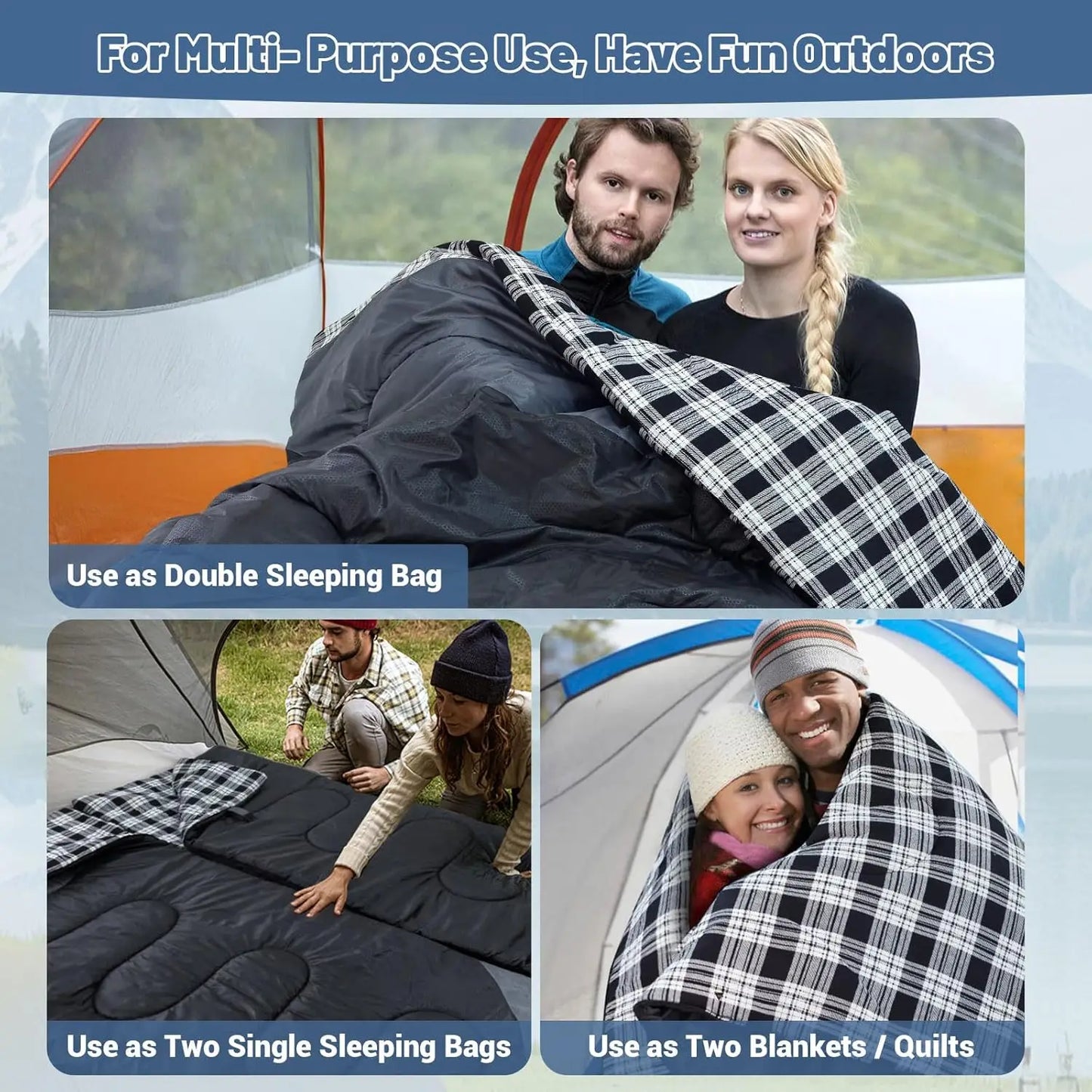Waterproof Sleeping Bag For Adults Machine Washable 3-4 Seasons