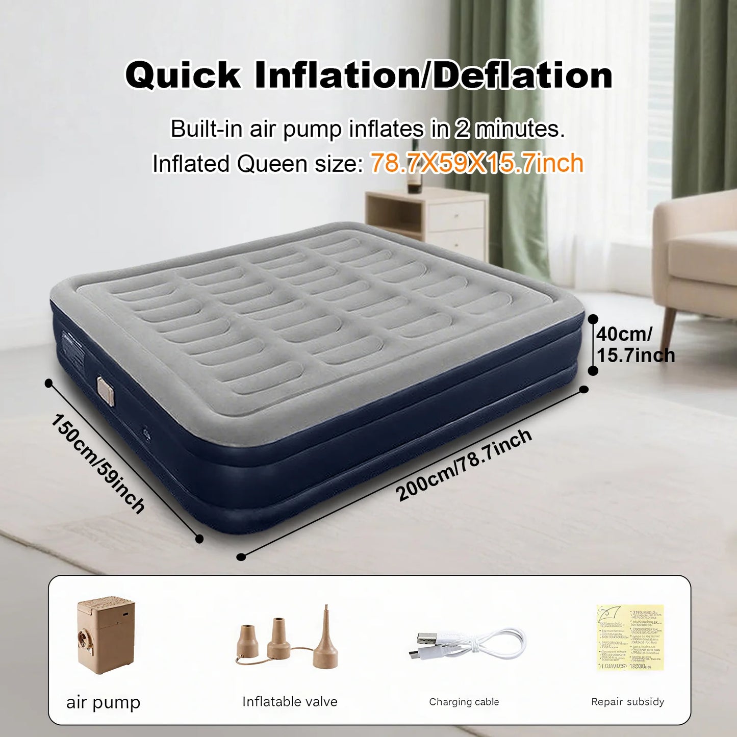 By Inflating PVC Automatic Inflatable Mattress With Built-In Pump