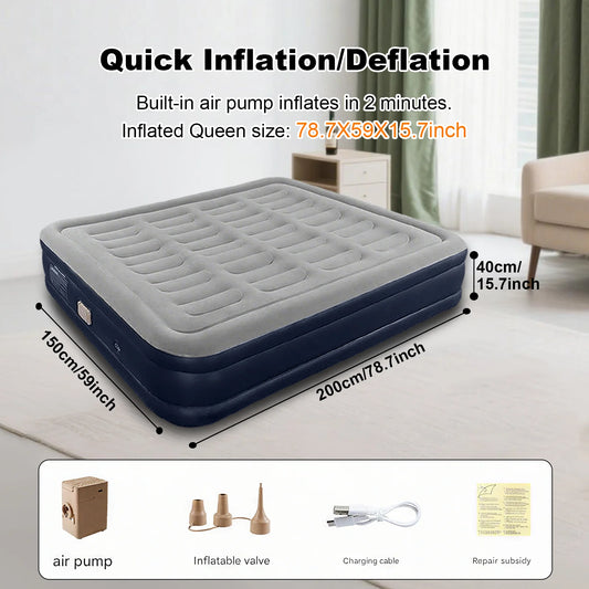 By Inflating PVC Automatic Inflatable Mattress With Built-In Pump