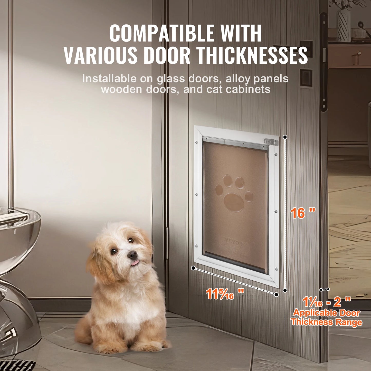 SucceBuy Dog Door Aluminum Frame With Lockable Flap