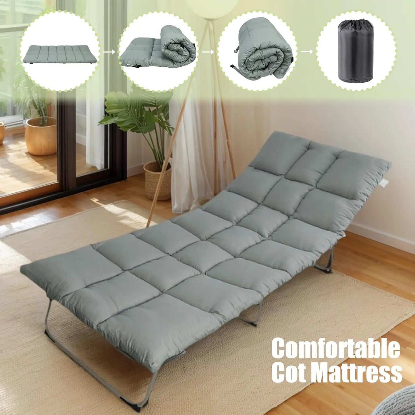 XMSJ Cot Mattress Pad Lightweight Quilted Comfort For Camping