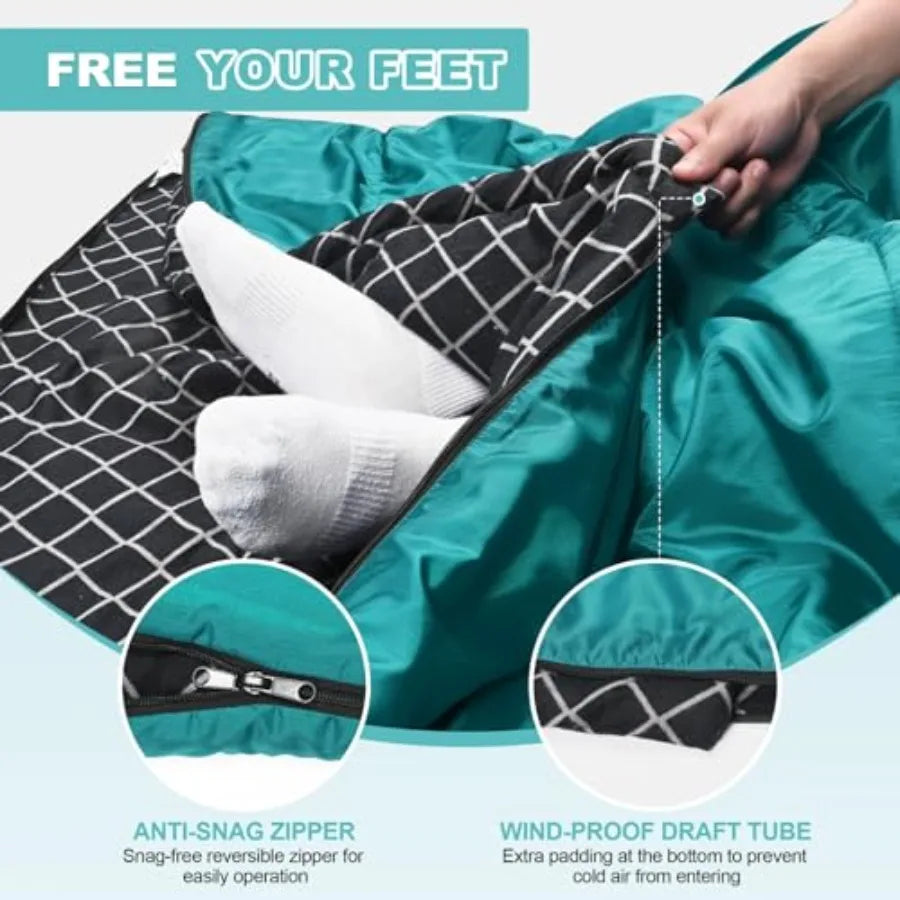 NONECN Cotton Flannel Double Sleeping Bag for Camping Waterproof