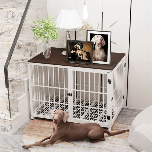 Borwarth Wooden Elevated Dog Crate End Table Kennel