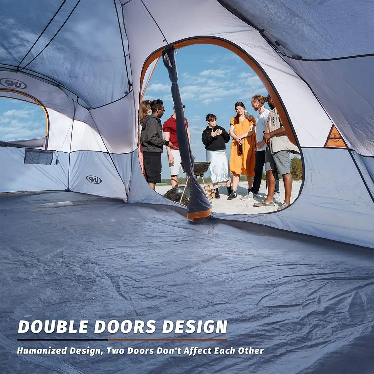 Family Camping Tent With Easy Setup Waterproof, Two Rooms