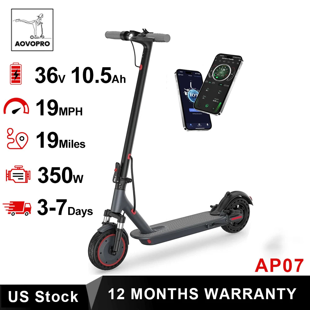 AOVOPRO AP07 Electric Scooter 19 MPH With Smart App Control