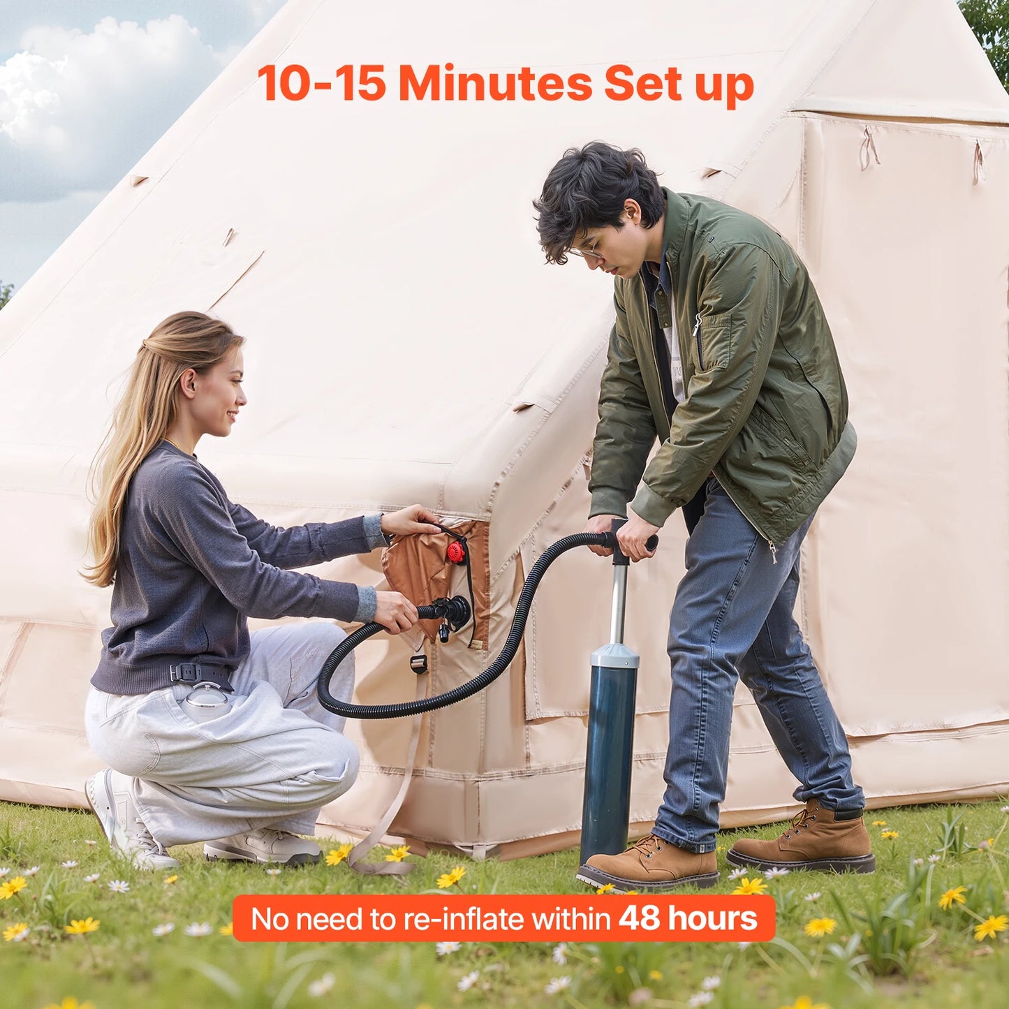 SucceBuy Inflatable Camping Tent With Easy Setup And Hand Pump