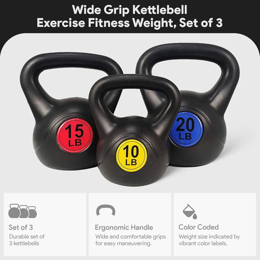 BalanceFrom Vinyl Kettlebell Set With Ergonomic Grip 30 45 50 75 Pounds