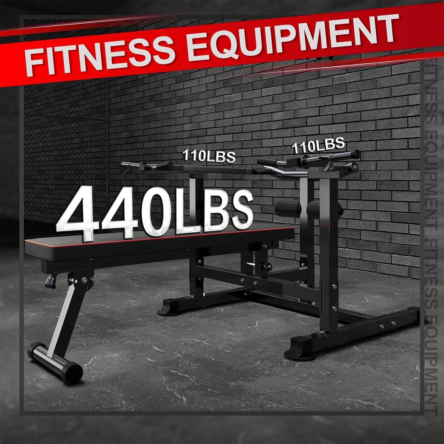 Exerciser Bench Press Set With Adjustable Incline And Dumbbell Rack
