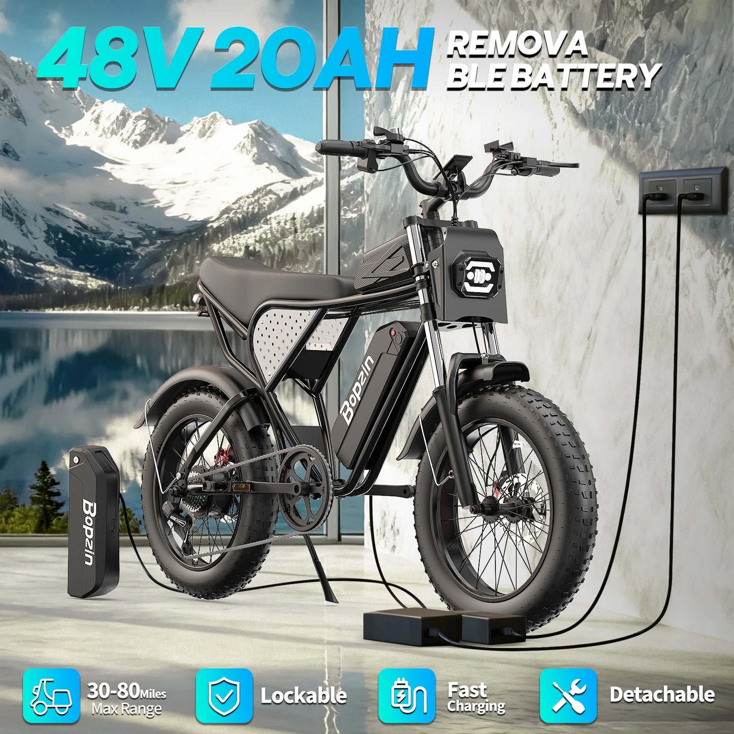 BOPZIN M22 1500W 33MPH All Terrain Fat Tire Electric Bike