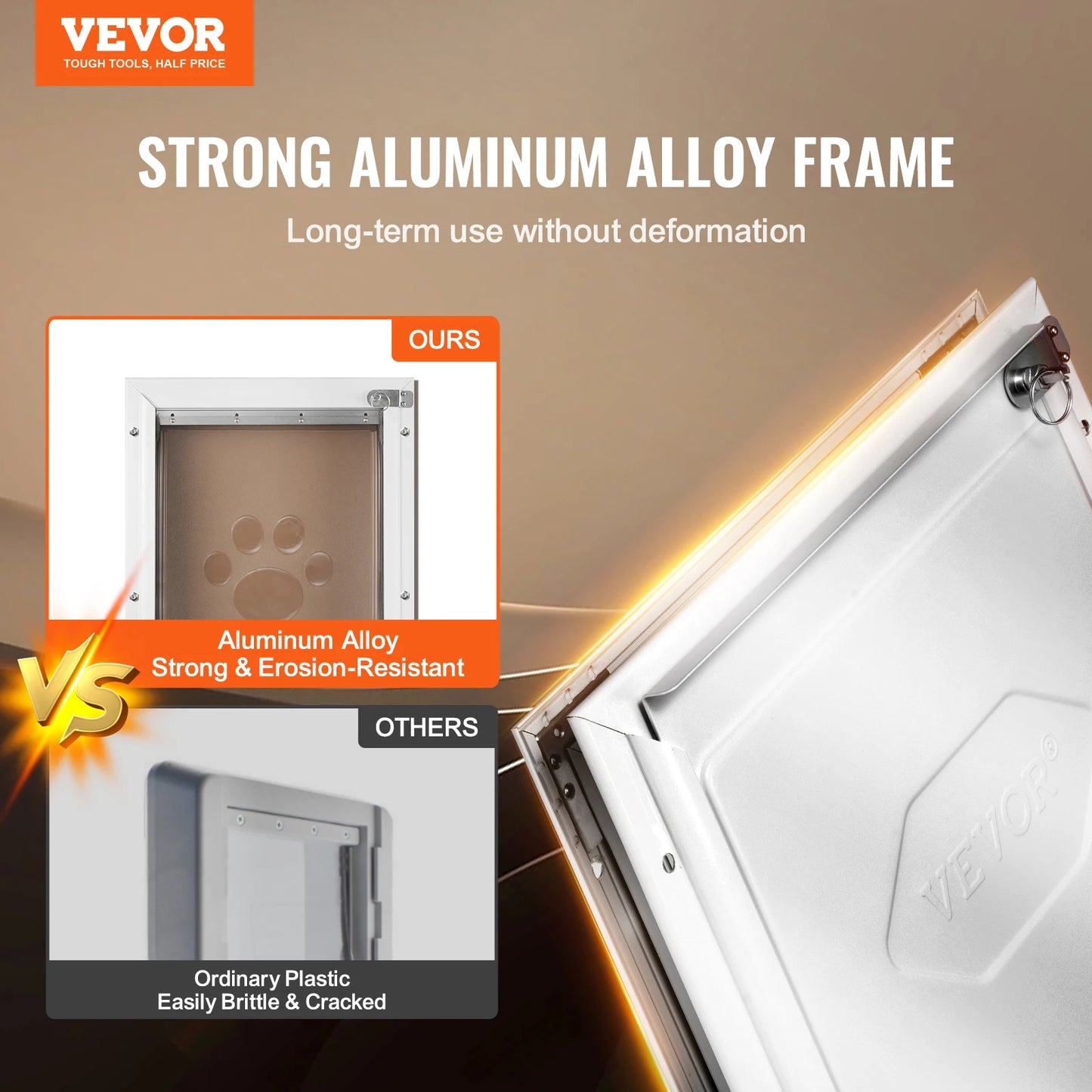 SucceBuy Dog Door Aluminum Frame With Lockable Flap