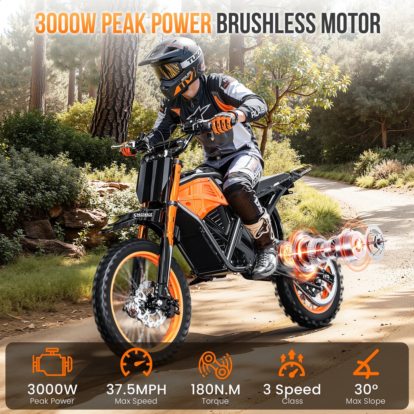 EILLEO SPACEWALK 48V Electric Dirt Bike 3000W Peak For Adults