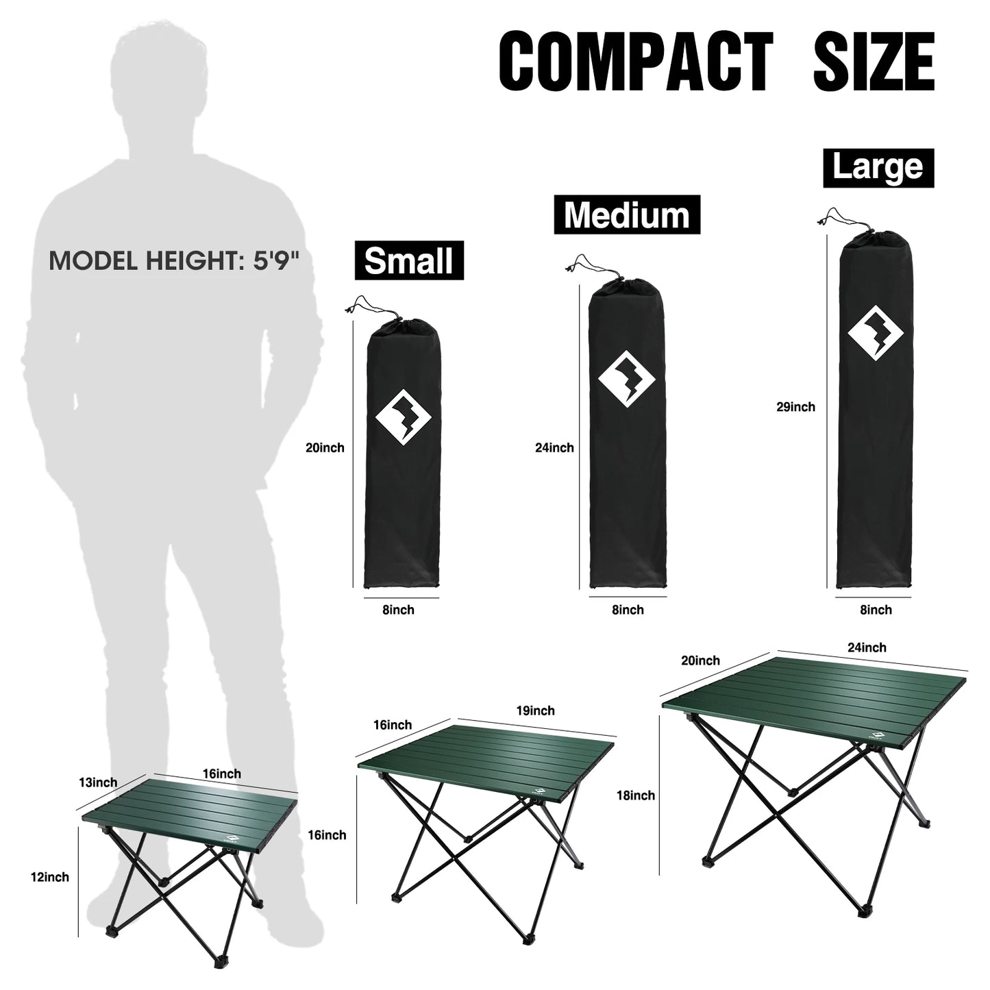 VILLEY Ultralight Aluminum Folding Camping Side Table With Carry Bag