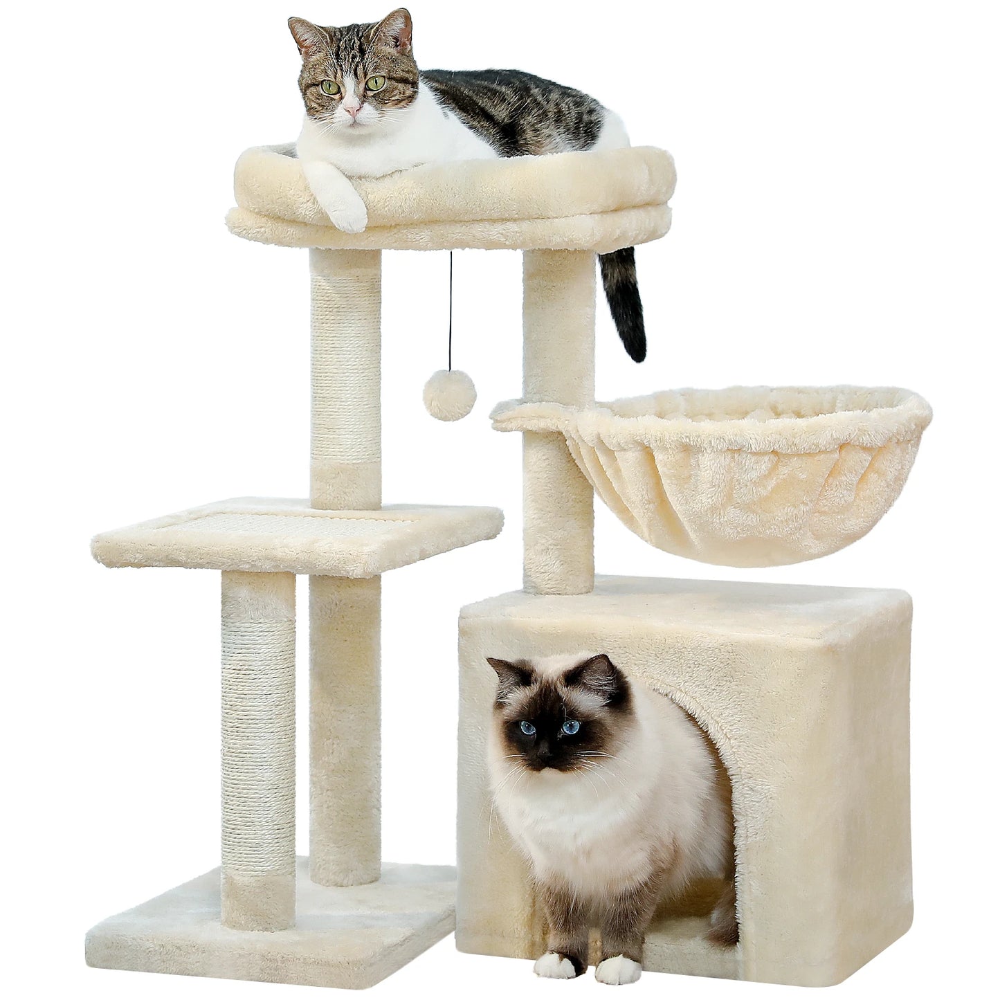 PEQULTICN Three Tier Cat Tree Tower With Sisal Scratching Post