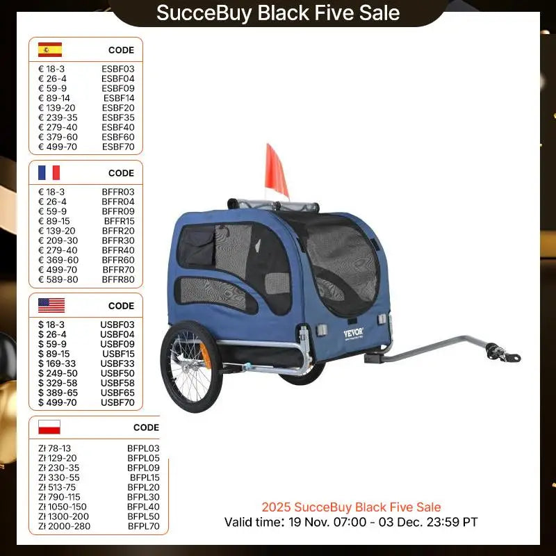 SucceBuy Pet Bicycle Trailer for Dogs Carrier With Reflectors