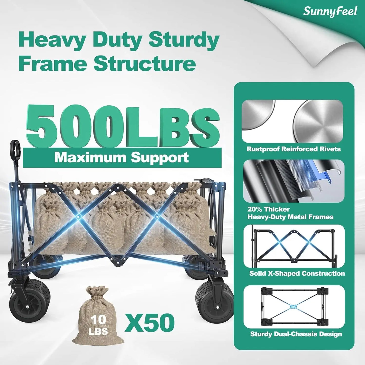 Oxford Heavy Duty Collapsible Outdoor Wagon 500lb Capacity