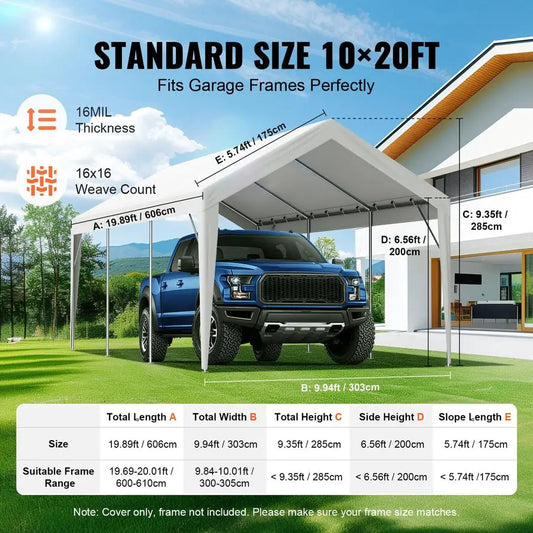 Carport Replacement Canopy Cover Ripstop PE Fabric UV Resistant