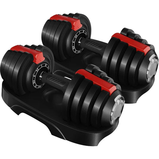 None Adjustable Dumbbell Set 90LBS With Anti-Slip Handles