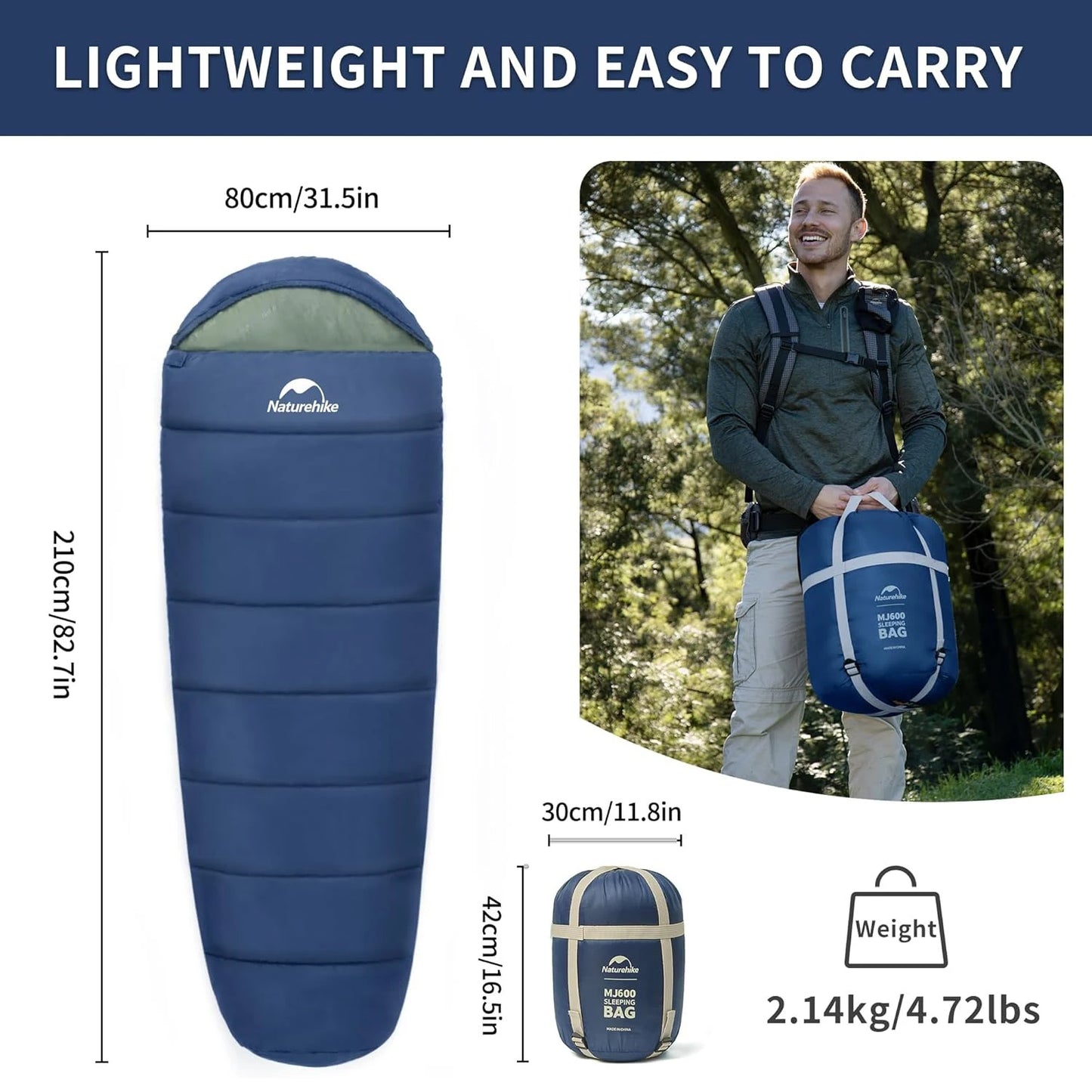 Naturehike Mummy Sleeping Bag MJ300 MJ600 Ultra Warm Winter