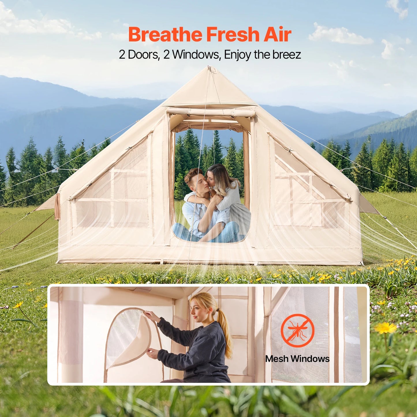 SucceBuy Inflatable Camping Tent With Easy Setup And Hand Pump