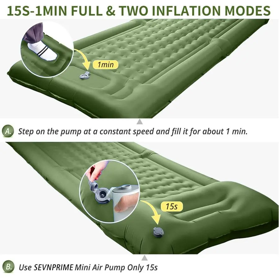 Camping Sleeping Pad With Built-In Foot Pump Waterproof Ultralight