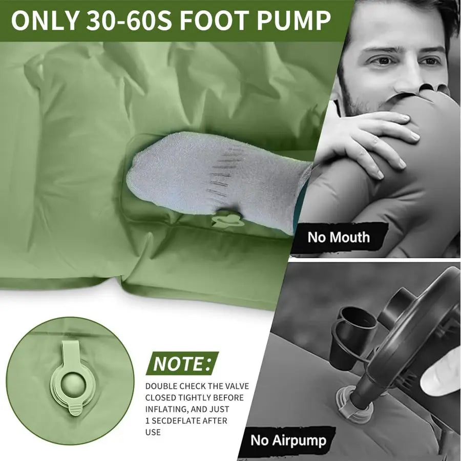 Camping Sleeping Pad With Built-In Foot Pump Waterproof Ultralight