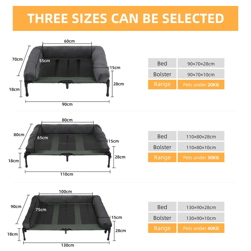 BORWARTCN Outdoor Raised Dog Bed With Cooling Breathable Mat For Pets