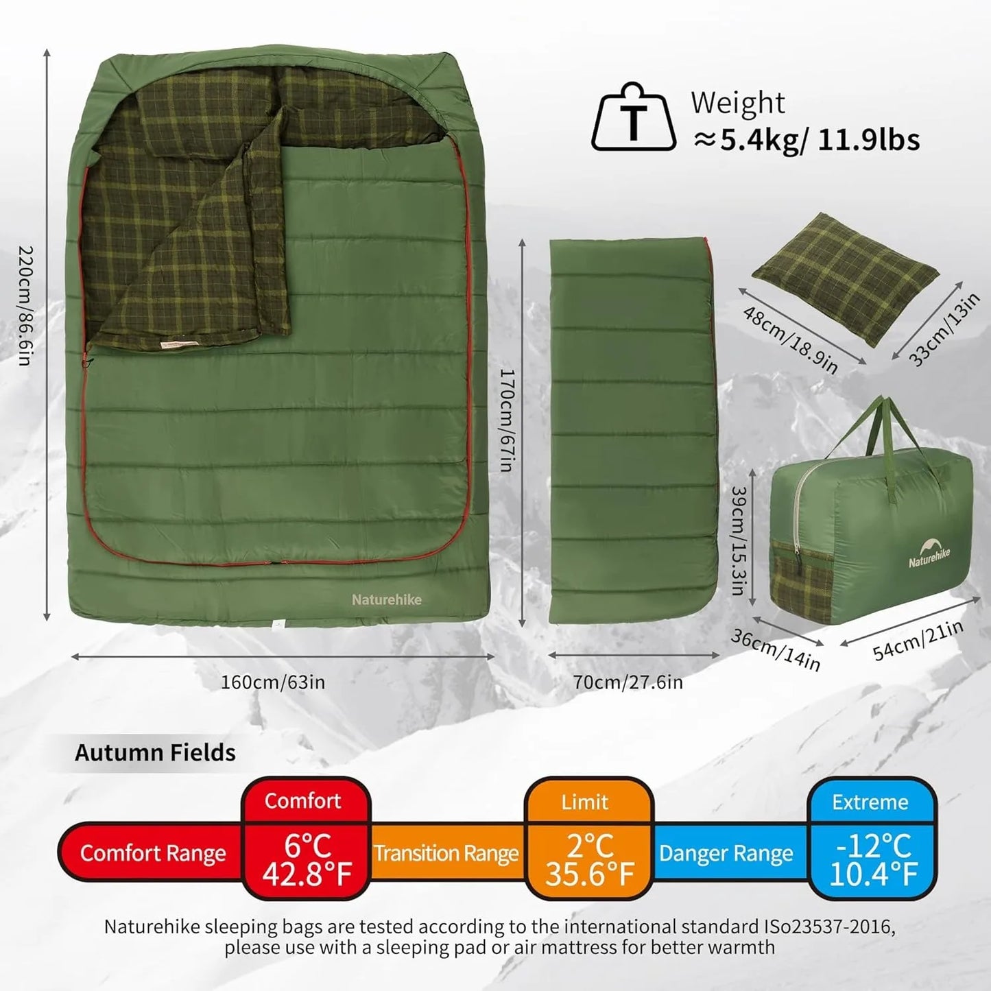 Naturehike Two Person Flannel Sleeping Bag With Pillows