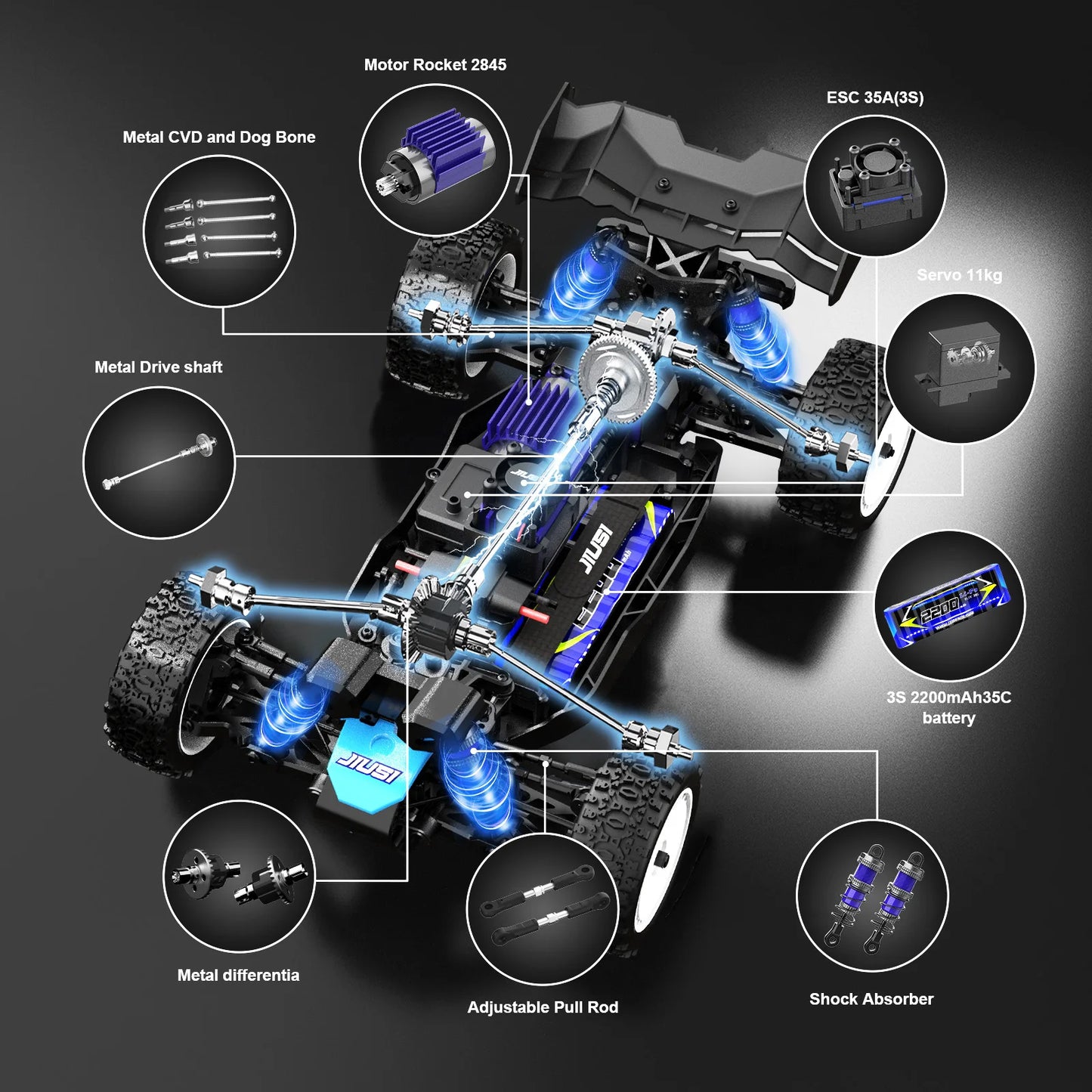JIUSICE WB12 PRO 4WD RC Car Brushless Remote Control
